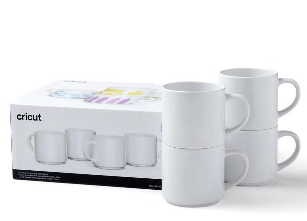 Stackable Ceramic Mug Blank, White - 10 oz/300 ml (4 ct)